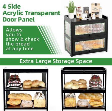 Дворівнева бамбукова хлібниця 41 x 25 x 40 см, чорна BAMBANG