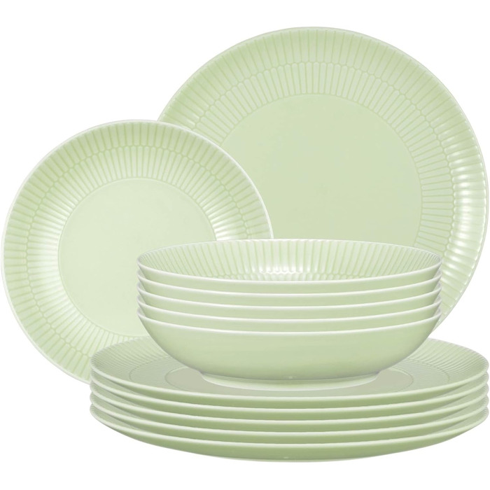 Набір тарілок на 6 персон, 12 предметів, зелений Amina Seltmann Weiden