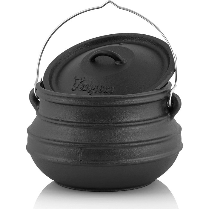 Барбекю-Toro Potjie l Чавунний казан відьми (Potjie 3 (приблизно 8 літрів), ) Чавунна каструля l Південноафриканська голландська піч (Potjie 1 (env. 3 літри), без ніжок)