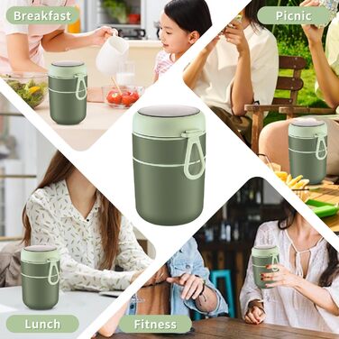 Стаканчик для пластівців 810 мл із складаною ложкою, зелений ETOPER