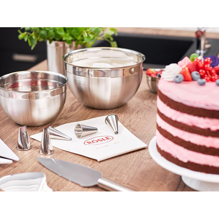 Набір мисок RSLE з 3 предметів великі та кришки RSLE для збереження свіжості (Ø 16, 20, 24 см), високоякісні, елегантні, виготовлені з нержавіючої сталі для приготування та зберігання їжі, можна мити в посудомийній машині (набір мисок з 2 предметів, Black