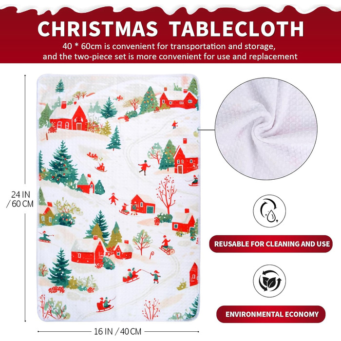 Набір з 2 різдвяних кухонних рушників 60 x 40 см VIVOTE