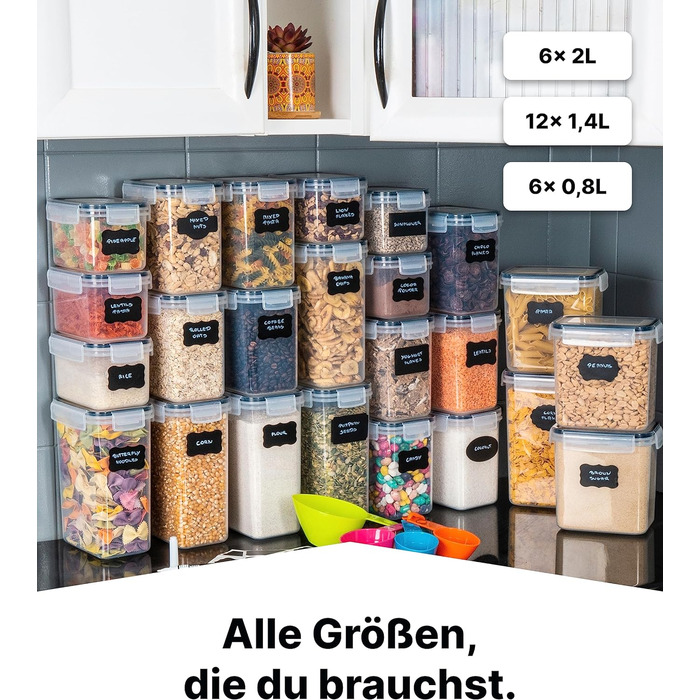 Набір ємностей для зберігання 24 предмети, прозорий/чорний Deco haus