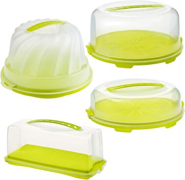 Купол для коржів Rotho Fresh, пластик (PP), без BPA, (35,5 x 34,5 x 11,6 см) (зелений/прозорий)