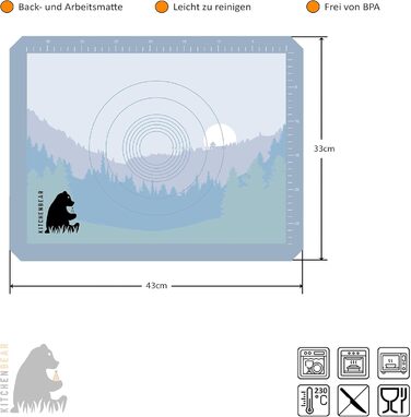 Силіконовий килимок для випічки 43 х 33 см Kitchenbear