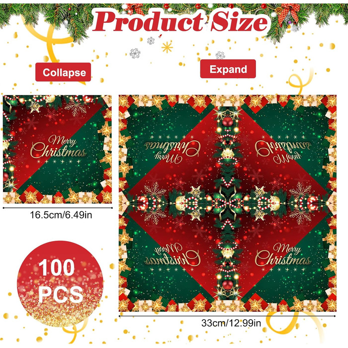 Різдвяні паперові серветки 100 шт. Shinybox