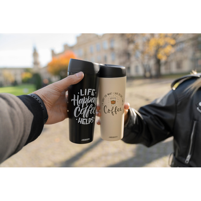 ARDESTO Термокухоль Coffee Time 450 мл, нержавіюча сталь, бежевий