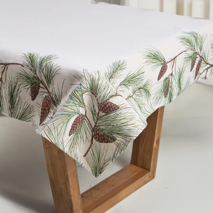 Різдвяна гобеленова скатертина Home of Christmas Скатертина на Різдво та Новий рік (Соснові шишки (без блискіток), 140x240 см)