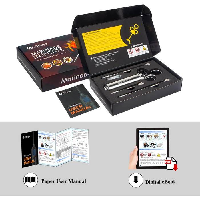 Шприц для маринада с 3 иглами 60 мл Ofargo