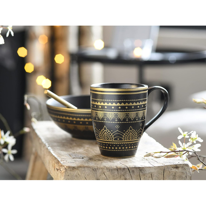 Набір посуду на 2 персони, 8 предметів, золотисто-чорний Mandala Gold Black Creatable