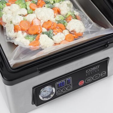 Камерний вакуумний пакувальник з нержавіючої сталі, вакуумна камера 3л 70 л/хв, подвійне зварювання, регульований час вакууму та зварювання, 1417 одинарний, 40 -