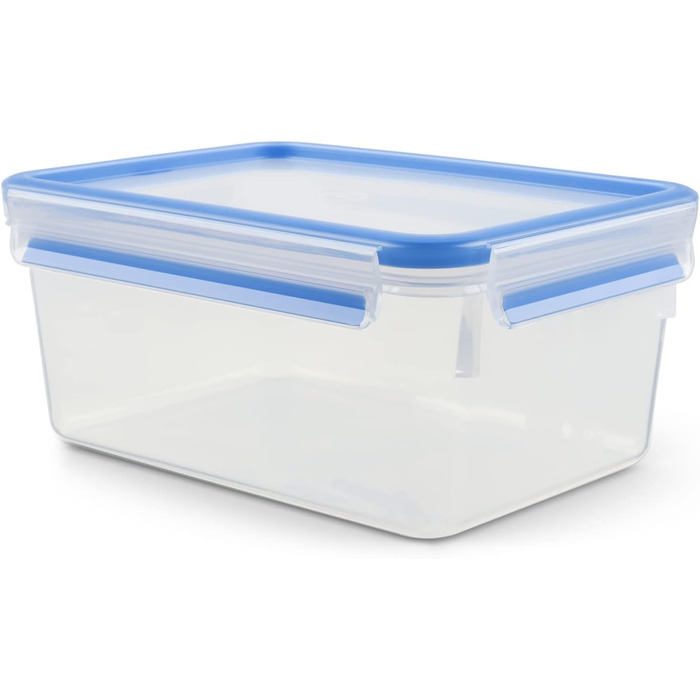Набір контейнерів для зберігання продуктів EMSA Clip & Close, прямокутні, 5 x 0,8 л, коробки для зберігання, 100 герметичні, придатні для миття в посудомийній машині, морозильної камери та мікрохвильової печі, прозорі, сині, зроблені в Німеччині, N10307 (