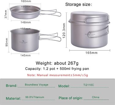 Титановый горшок 1200 мл и 500 мл Boundless Voyage