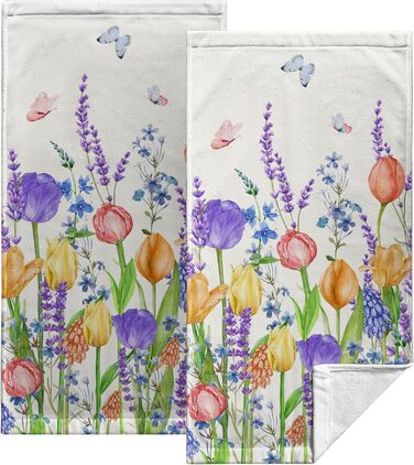 Різдвяні кухонні рушники Kwlegh, рушник для рук, різдвяна ялинка, цукерка-тростина, сніжинка, рушник для пальців, набір з 2 шт. , милий чоловічий банний рушник, високопоглинаючі рушники, 36 x (тюльпан і лаванда)