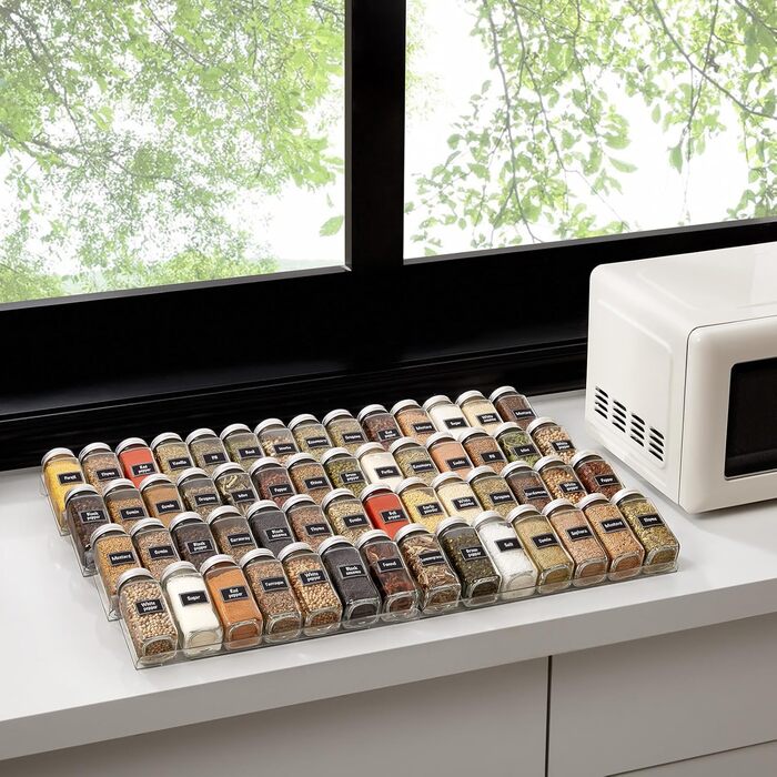 Органайзер для спецій пластиковий розсувний, 48,4 x 66 x 3,9 см, прозорий Lifewit