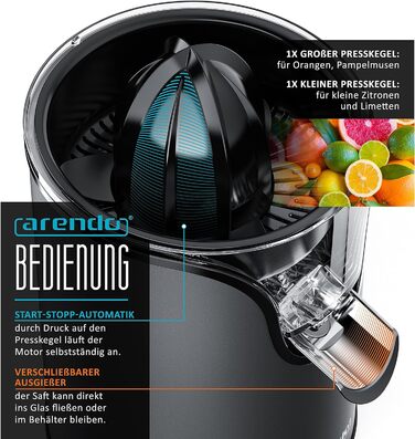 Соковижималка - Ручна соковижималка з нержавіючої сталі - механічна соковижималка - соковижималка для апельсинів Соковижималка для цитрусових ручна з важелем - для апельсинів, грейпфрутів, цитрусових - суцільна конструкція (B антрацит)