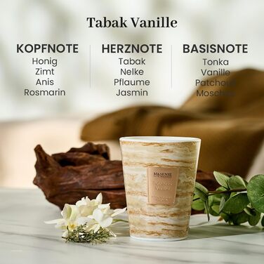 Велика ароматична свічка M&SENSE Чорні ароматичні свічки у склянці Ароматизована свічка з натурального соєвого воску Розслаблююча ароматерапія Подарунок для жінок та чоловіків, Різдво Час горіння 75 годин та 2 ґноти (тютюн-ваніль, 400 г)