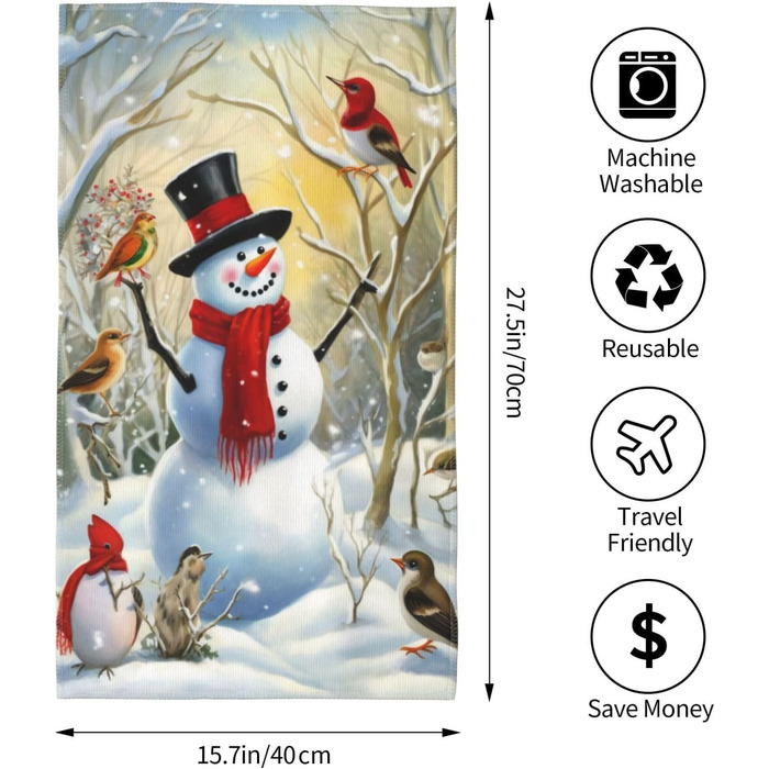 Рушник для ванної кімнати 70 х 40 см Сніговик Ouqiuwa