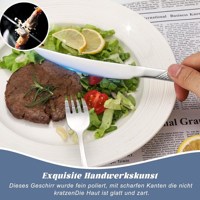 Набор столовых приборов на 6 человек, 24 предмета с держателем, серебристые AVEKI