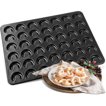 Деко для випічки Zenker Vanilla Crescents Форма для випікання 42 солодких або солоних круасанів Кожен півмісяць має рівномірну форму Антипригарне покриття для легкого розливання Піддон для півмісяця 42 x 32 см Одинарний