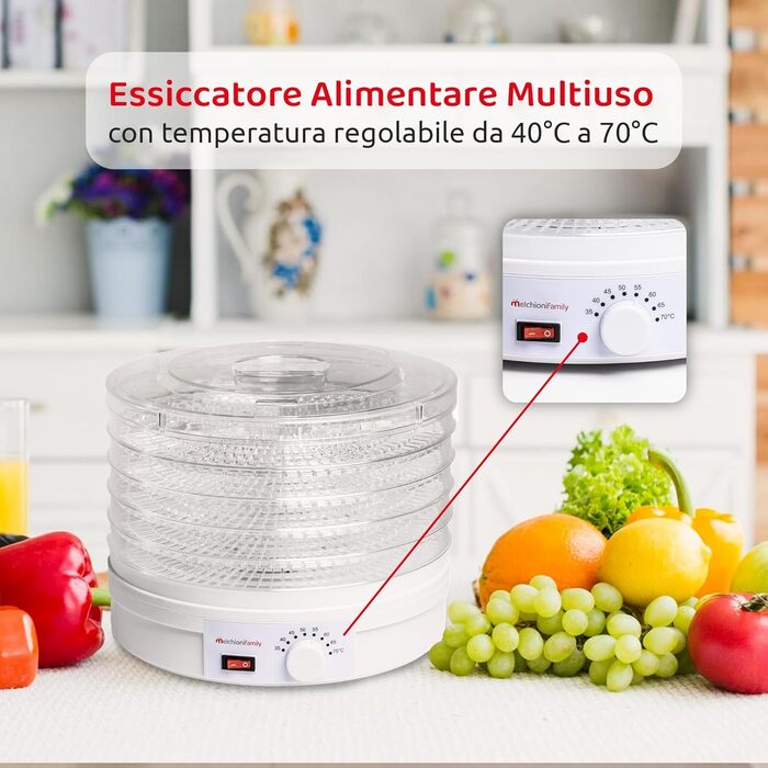 Дегідратор на 5 полиць 250 Вт, білий Melchioni