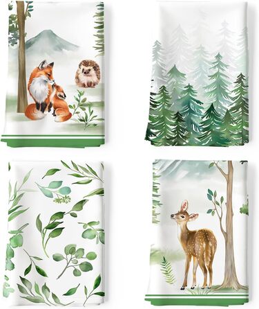 Кухонні рушники, бавовна, 4 упаковки, кухонні рушники, 100 бавовна. Осінній набір кухонних рушників. Універсальний високоякісний набір кухонних рушників для сушіння. Рушники на панелі 50 x 70 см (різдвяні тварини з джунглів)