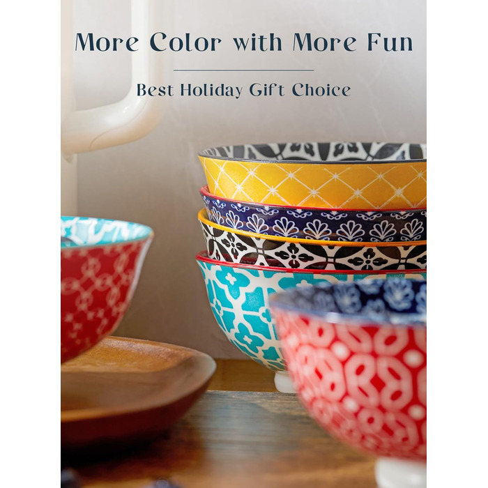 Набор из 6 пиал для хлопьев 680 мл, разноцветный Dowan