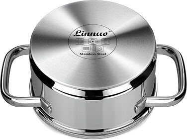 Каструля 1,5 л з нержавіючої сталі зі скляною кришкою 16 см Linnuo