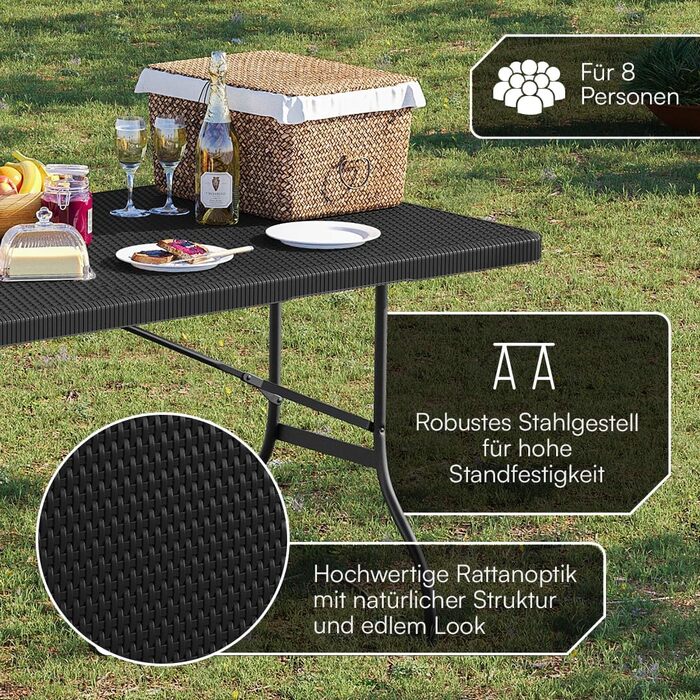 Складаний стіл для кемпінгу 180 х 74 см STEELSØN