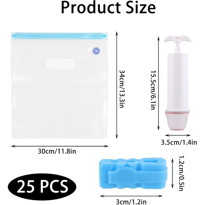 Вакуумні пакети 25 пакетів 30 x 34 см AKOLAFE