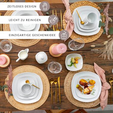 ПЕВЕЦ Белый столовый сервиз Bilgola, набор фарфоровой посуды из 30 предметов на 6 персон, набор тарелок округлого дизайна, обеденная тарелка (кофейная кружка 6 шт.)