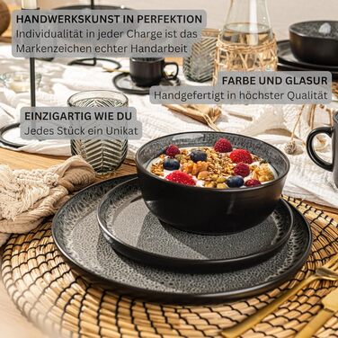 Кам&39яні миски для пасти, 6 предметів, набір мисок для пасти на 6 осіб, набір мисок, придатний для миття в посудомийній машині та мікрохвильовій печі, велика багатофункціональна миска темно-сірого кольору 750 мл VALUE COLLECTION (Сідней, набір посуду з 2