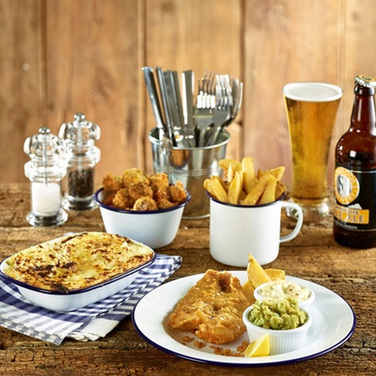 Страва емальована, 20х15х4, 5 см біла з синім обідком, GenWare