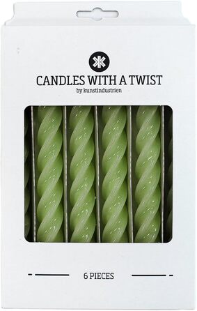 Набір з 6 декоративних свічок 2,2 x 21 см, лісовий зелений Candles with a Twist Kunstindustrien
