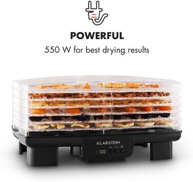Дегідратор на 6 полиць, 550 Вт, чорний Bananarama Klarstein
