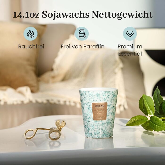 Ароматизована свічка M&SENSE велика Чорні ароматизовані свічки у склянці Ароматизована свічка з натурального соєвого воску Розслаблююча ароматерапія Подарунок для жінок та чоловіків, Різдво 75 годин горіння та 2 ґноти (свіжий шавлія, цитрус, 400 г)
