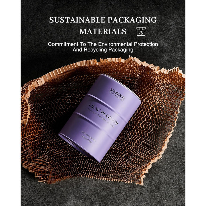 Ароматичні свічки M&SENSE з натурального соєвого воску, натуральна соєва свічка для домашнього декору, тривалий час горіння до 70 годин, класні подарунки-свічки для чоловіків і жінок (600 г, шепіт лаванди)