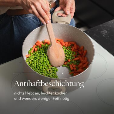 Алюмінієва каструля FLORINA 16 см 1,6 л Підходить для індукції Керамічне покриття, стійке до подряпин М&39яка ручка під дерево Термостійка Для всіх варильних поверхонь Легко миється (ISLA, 7 л - 28 см)