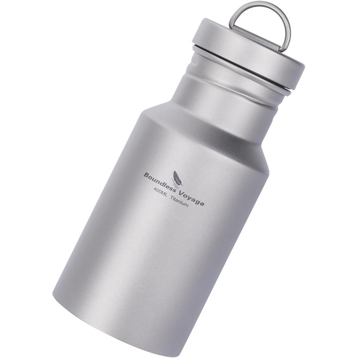 Титанова пляшка для води Відкритий кемпінг Одношарова металева пляшка для води з широким горлом Захист від протікання Спорт Їзда на велосипеді Піші прогулянки Пікнік Скелелазіння Біг Чай Кава Пляшка для напоїв (400 мл Ti3251d)