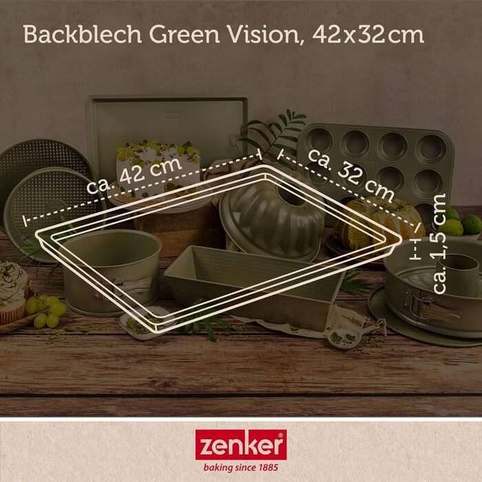 Деко для духовки 42 см x 32 см x 1,5 см Green Vision Zenker