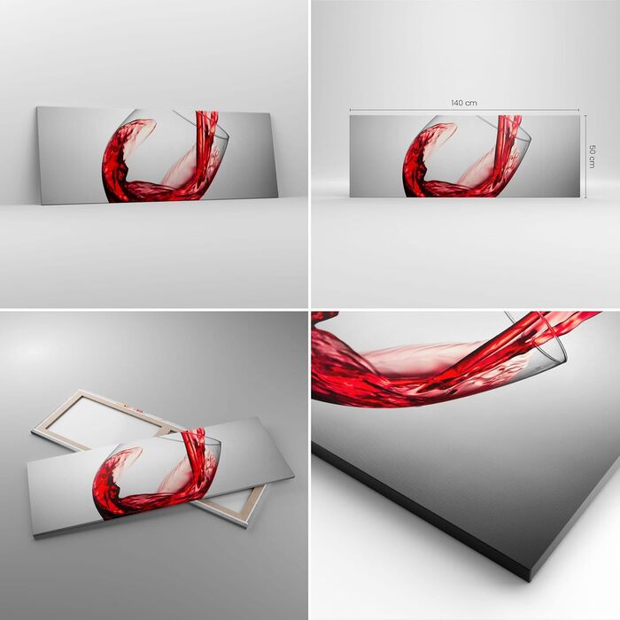 Панорамні картини на полотні 160x50 см картина на полотні з келихом вина велика XXL настінна прикраса картина спальня кухня настінні картини прикраса вітальні настінний декор полотно настінний друк мистецтво AB160x50-2258 (140Д x 50Ш см)