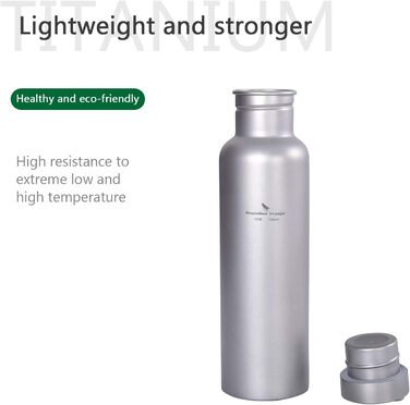 Титанова пляшка для води з титановою кришкою для кемпінгу 750 мл. Boundless Voyage