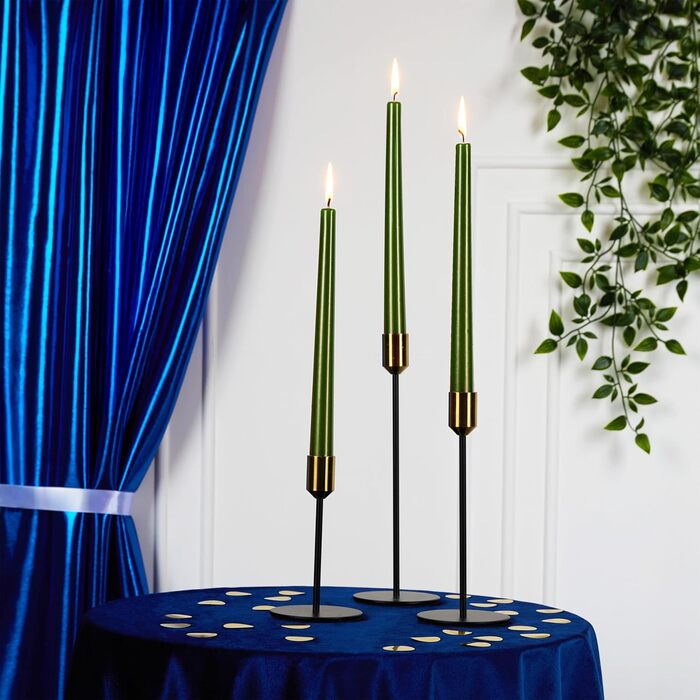 Набір з 6 конічних свічок 2,2 x 25 см, темно-оливковий DECO EXPRESS