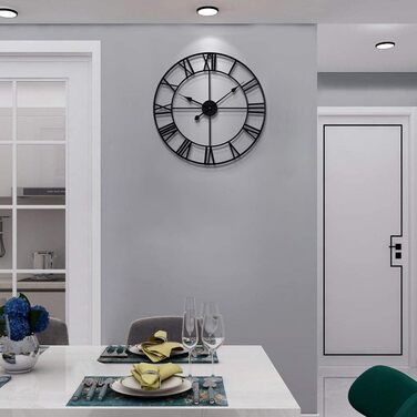 Большие настенные часы в винтажном стиле, черные 40 см HAITANG