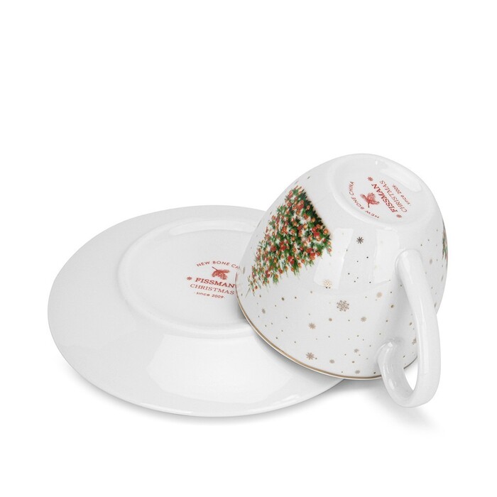 Кухоль Fissman CHRISTMAS 260 мл з блюдцем порцеляна (14021)