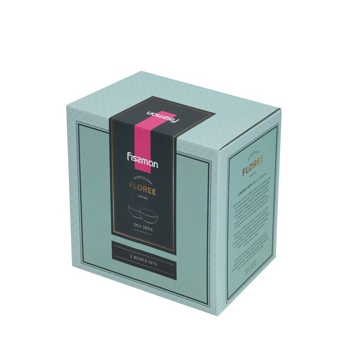 Набір з 2-х мисок Fissman 18 см FLOREE 1200 мл порцеляна (3659)