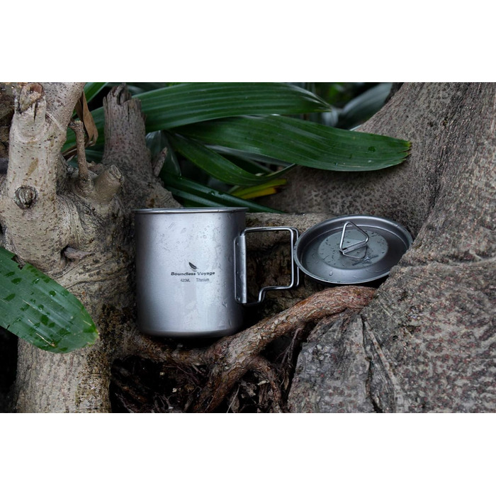 Мл Титанова кружка Кемпінгова кружка Відкритий чай Кава Дорожня кружка з кришкою та відкидною ручкою Легка кружка для води Чашка для пікніка Металевий посуд Ti3034D (чашка Ti3025d-420 мл з кришкою), 300