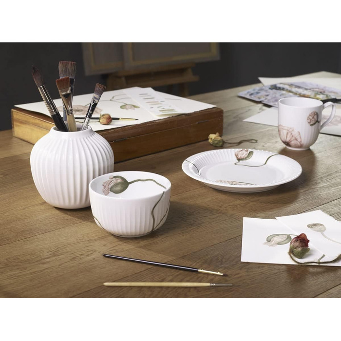 Тарелка десертная 19 см, белая с акварельным узором Poppy Hammershøi Kähler