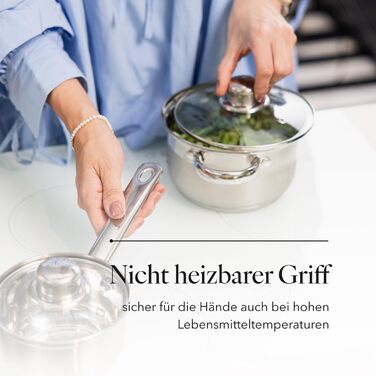 Набір посуду FLORINA 4 предмети Нержавіюча сталь 18/0 Кришка із загартованого скла Для індукційних, газових, електричних та керамічних варильних поверхонь Можна мити в посудомийній машині Високоякісний набір посуду для кожної кухні (8 предметів, Harry)