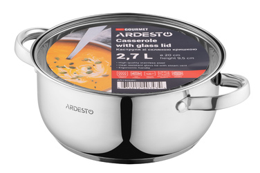 ARDESTO Gemini Gourmet Pot, стеклянная крышка, 2,7 л, нержавеющая сталь